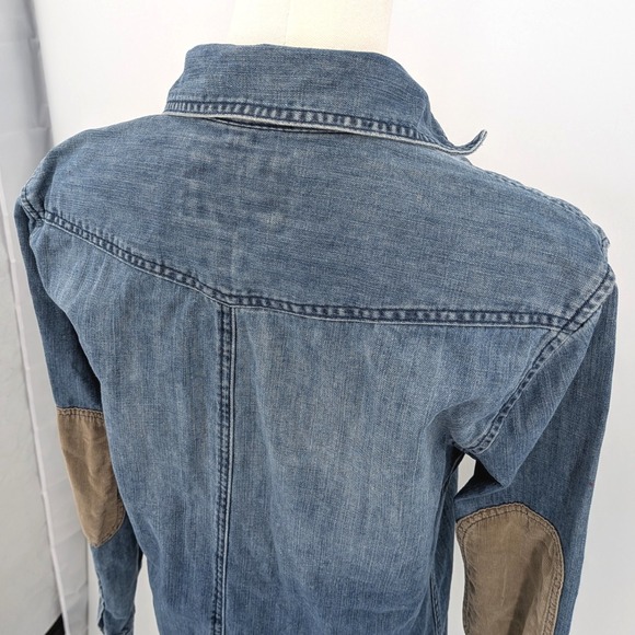 Cotton On‎ Denim Button Down Shirt Corduroy Elbow Patches Western Granola Sz S - Picture 7 of 7